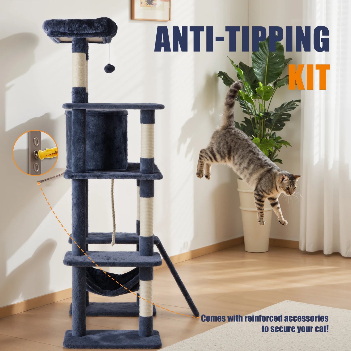 Jhk Premium Cat Tree Featuring Natural Sisal Scratching Posts