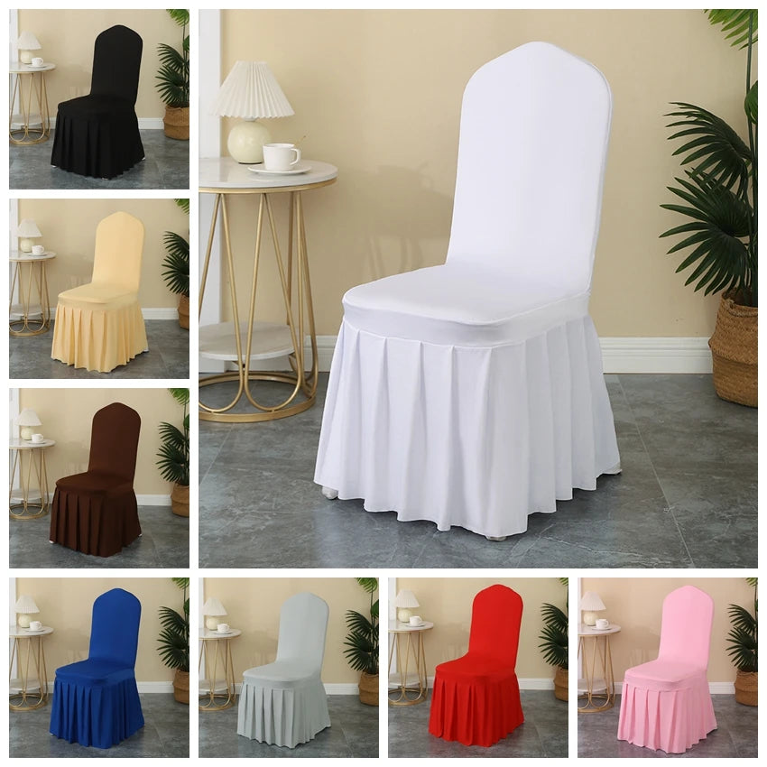 Elastic Pleated Spandex Chair Covers For Hotel Banquet Weddings