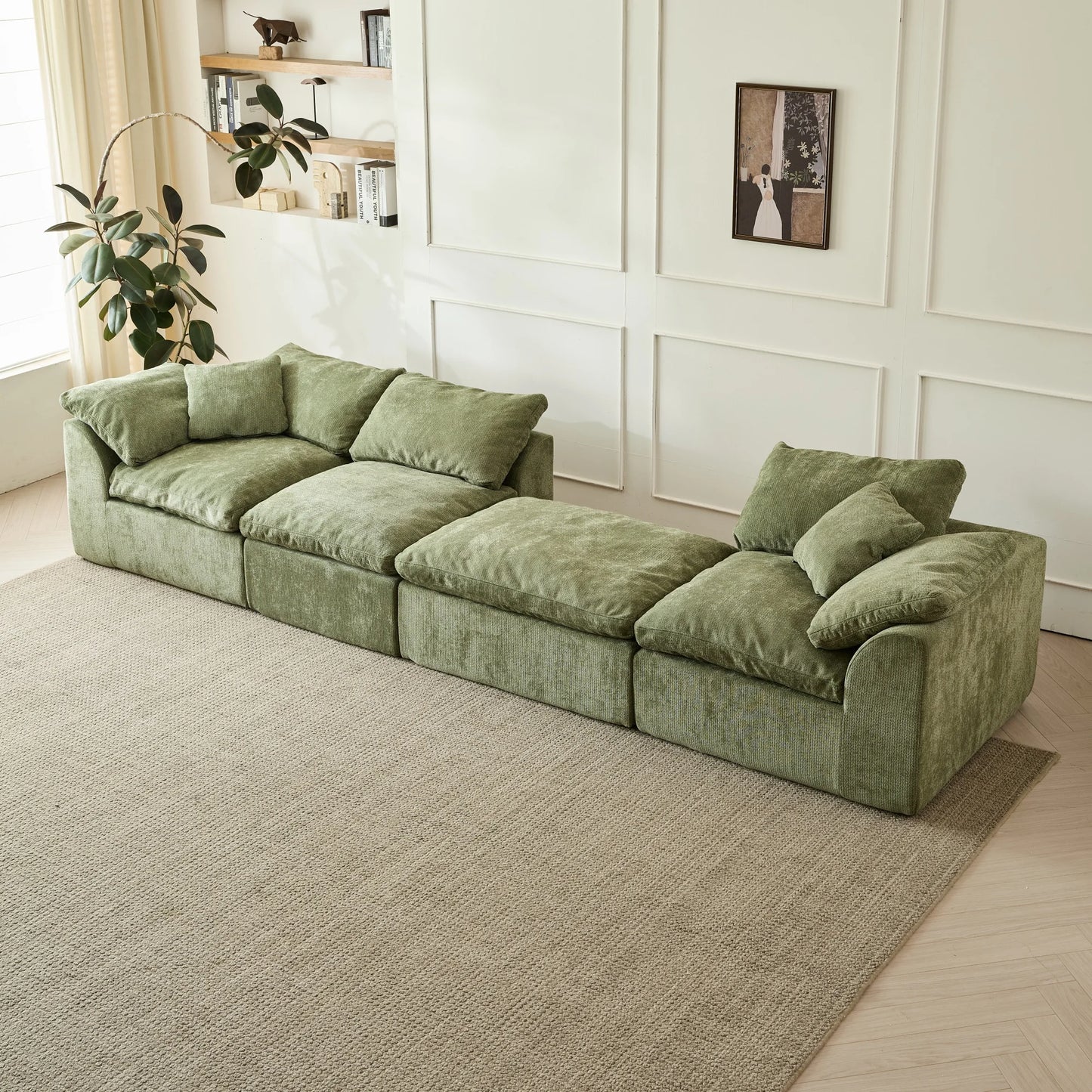 Yeflixvrau Modern Cloud L Shaped Sectional Sofa With Ottoman