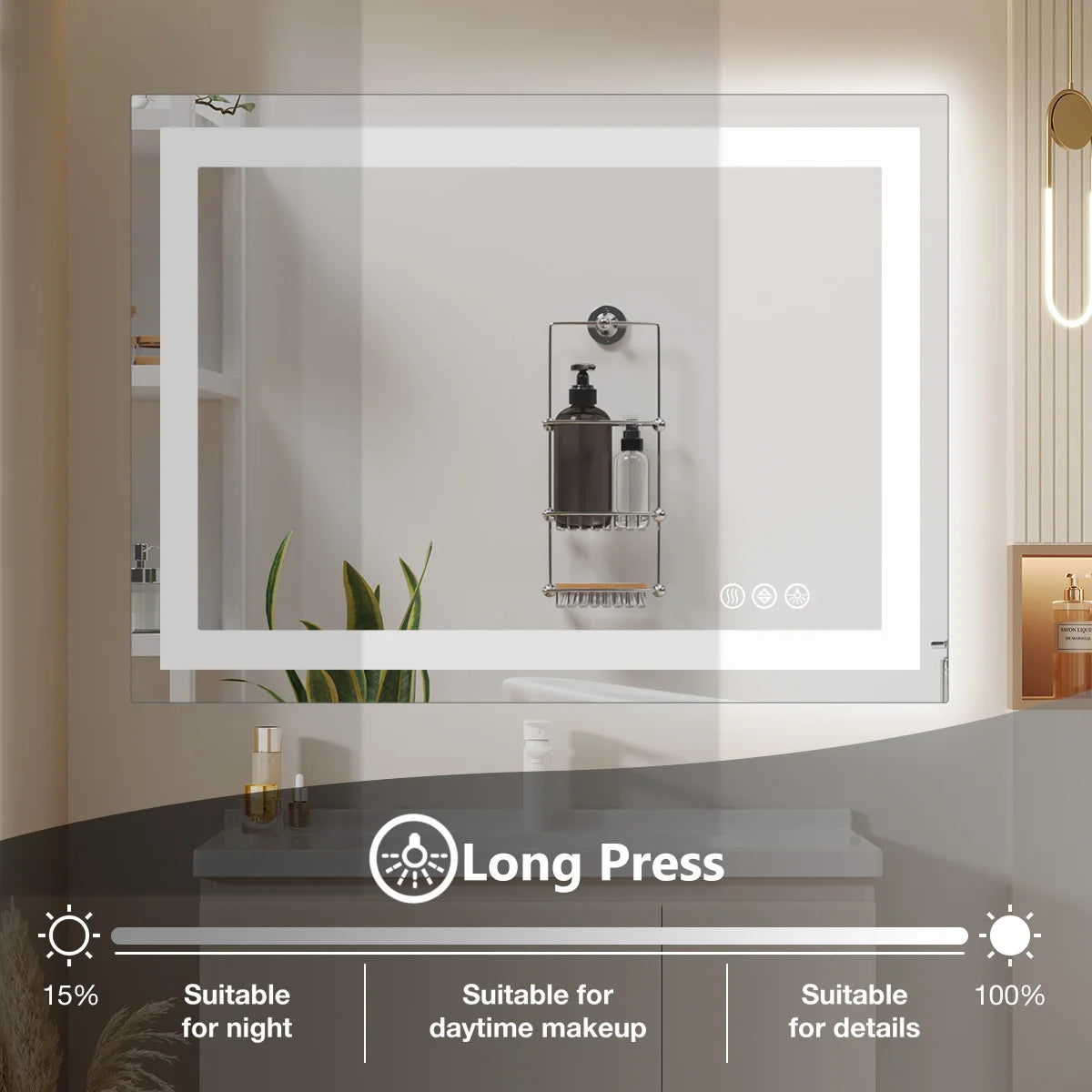JHK LED Bathroom Vanity Mirror Featuring Backlight And Memory Function