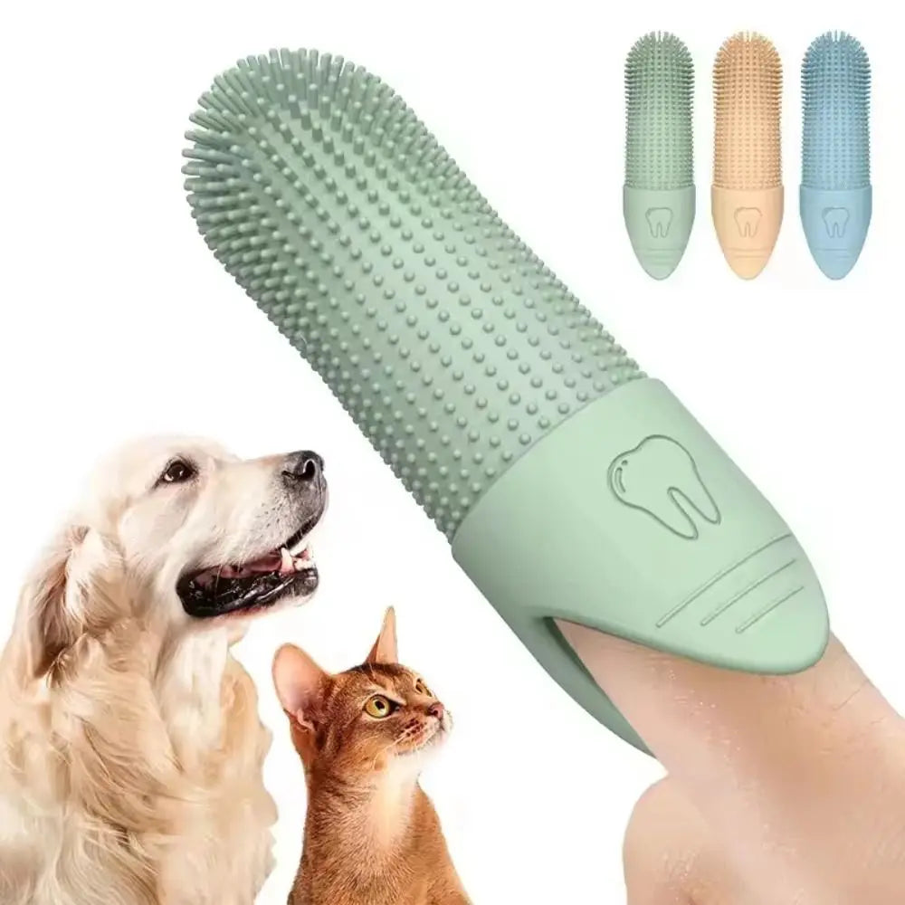 Dog Silicone Finger Toothbrush 360 Degree Dental Care Cats Pets