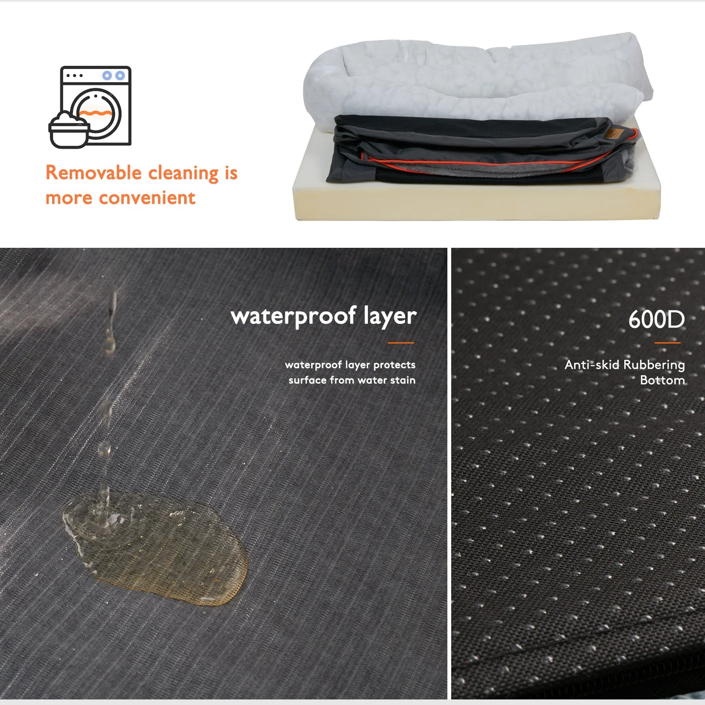 Bingopaw Removable Washable Fleece Dog Bed Soft Water Resistant Cover