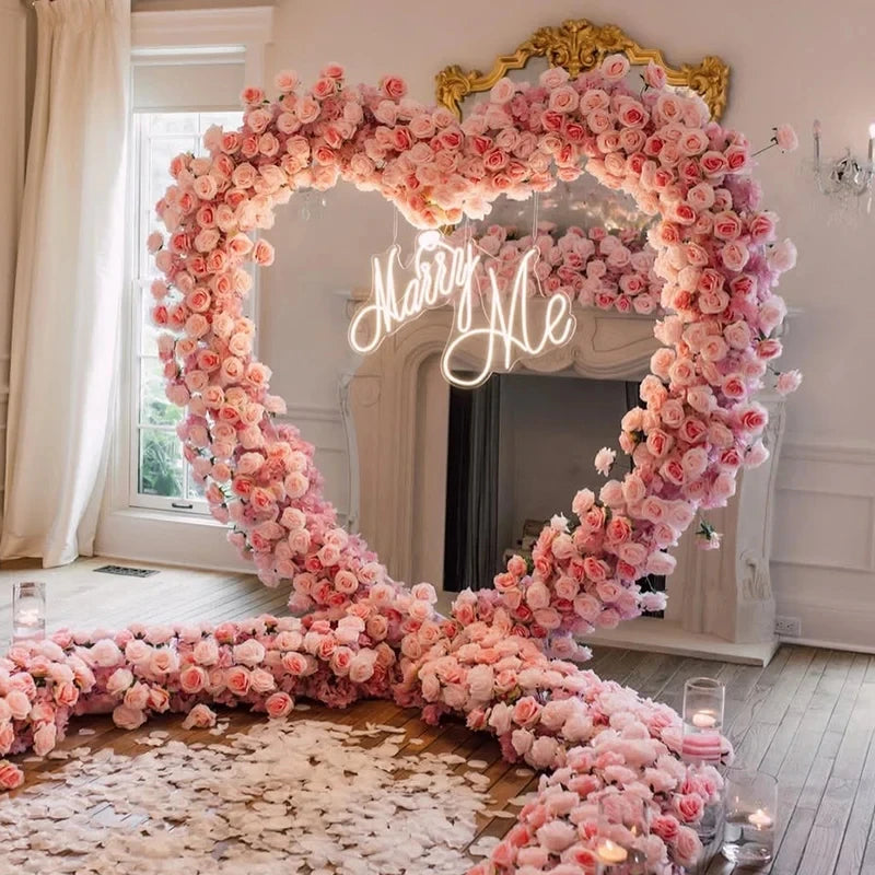 Angela Flower 5D Artificial Rose Heart Stand Wedding Backdrop