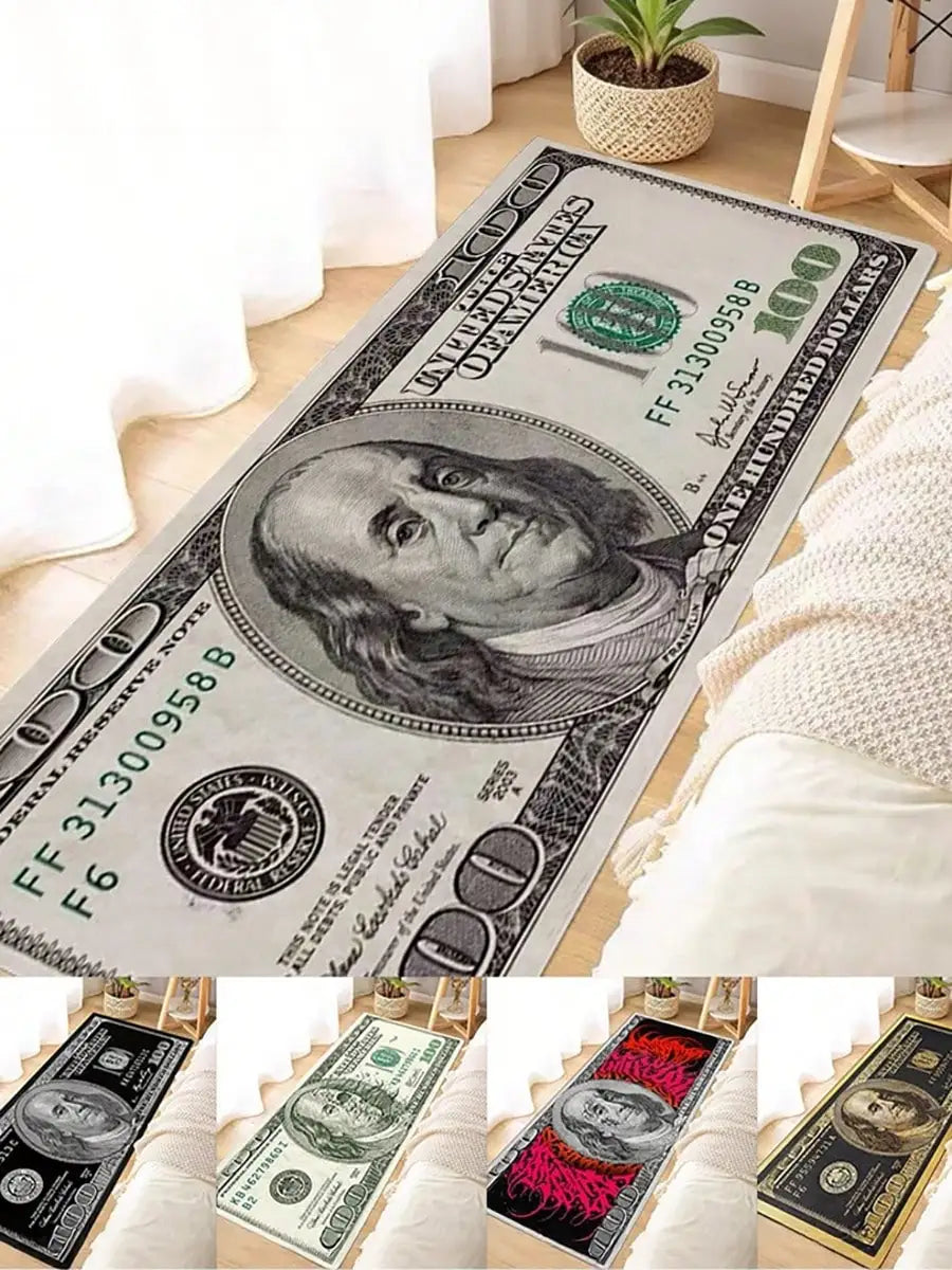 Creative Dollar Bill Portrait Nylon Area Rug For Home Decor