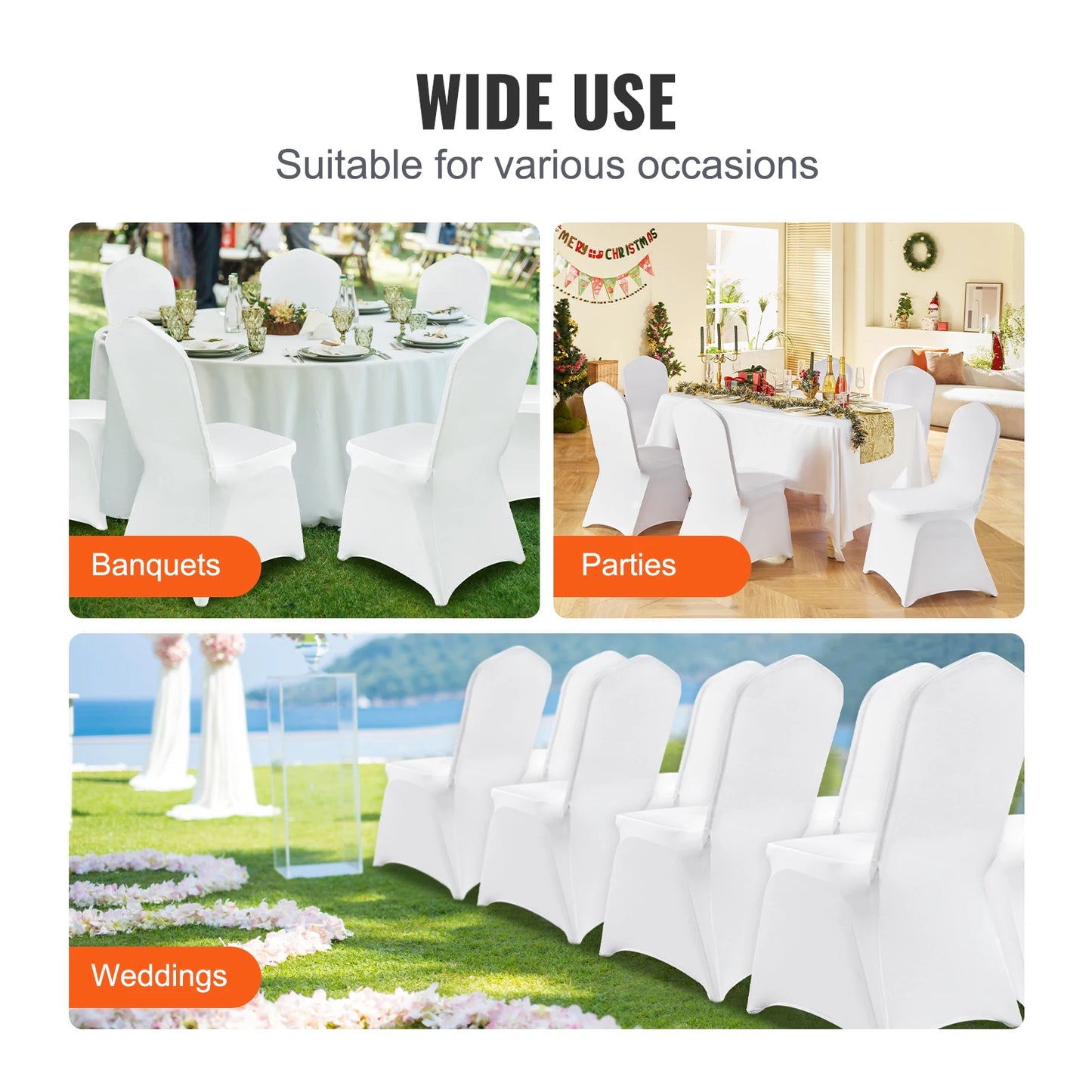 Premium Spandex Polyester Wedding Chair Covers Durable Banquet Slipcases