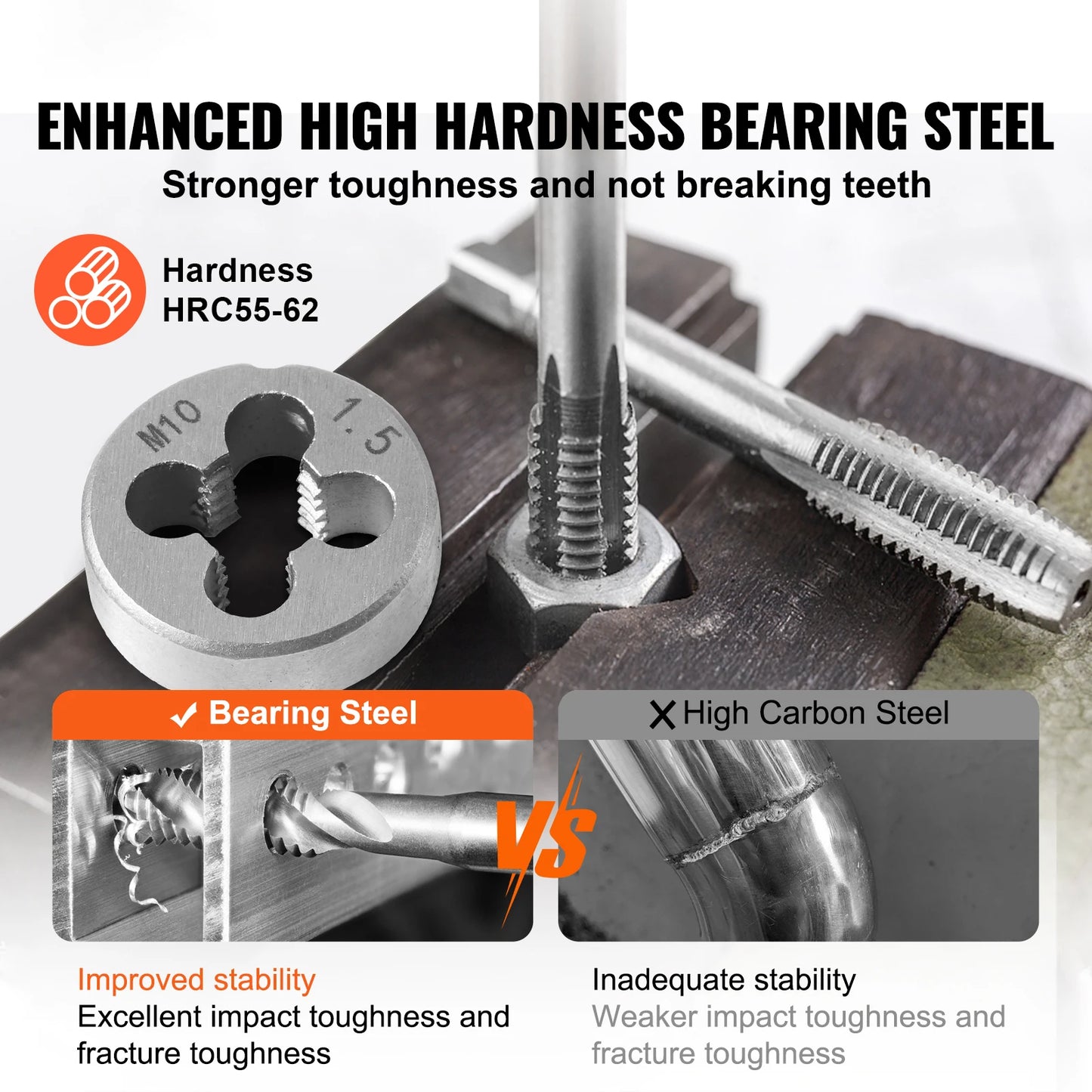 SucceBuy Bearing Steel Tap And Die Set Threading Kit