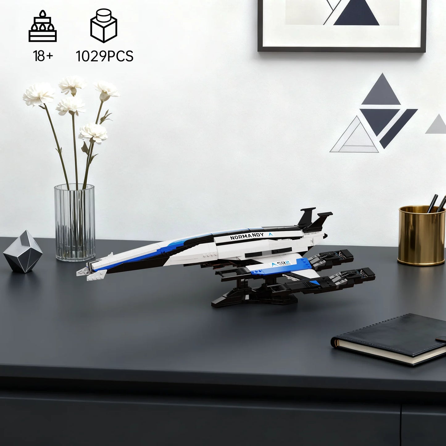 BuildMoc Normandy SR-2 Spaceship Building Blocks With Display Stand