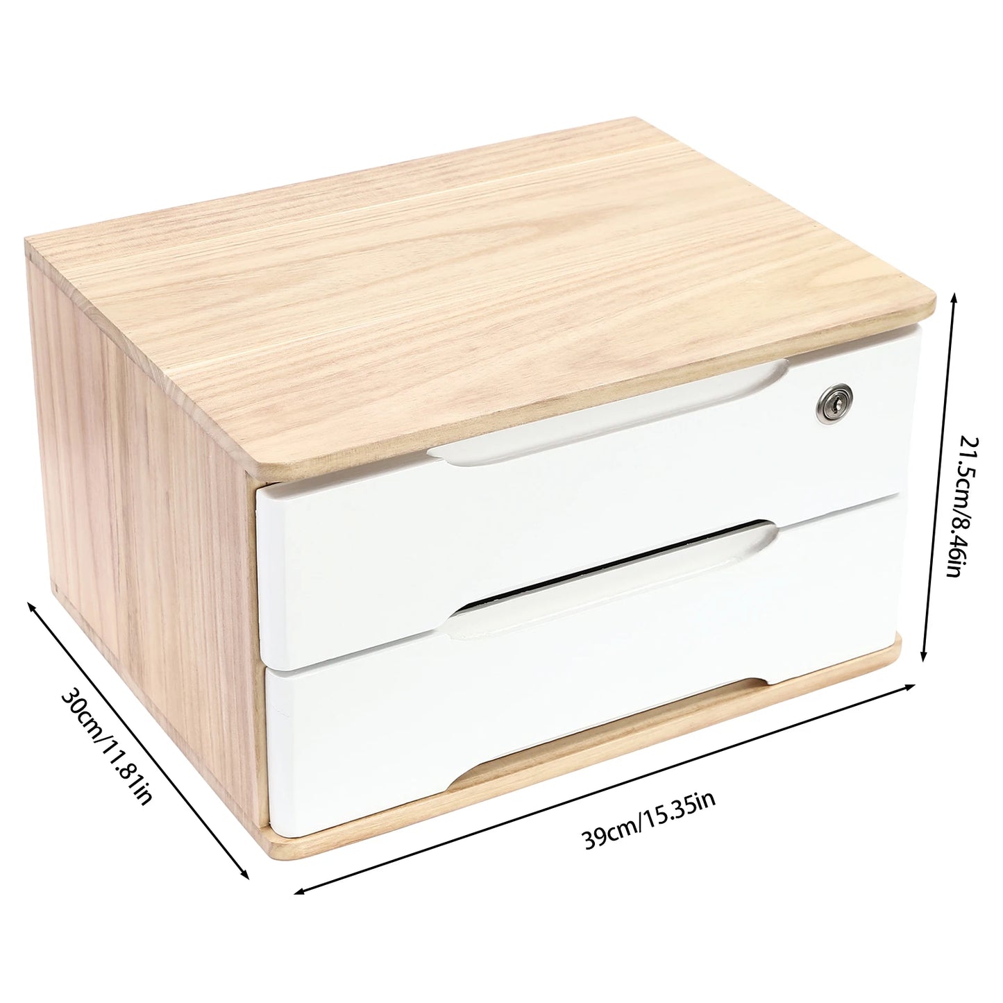 Wooden Desktop Storage Drawer Organizer With Lockable Drawers