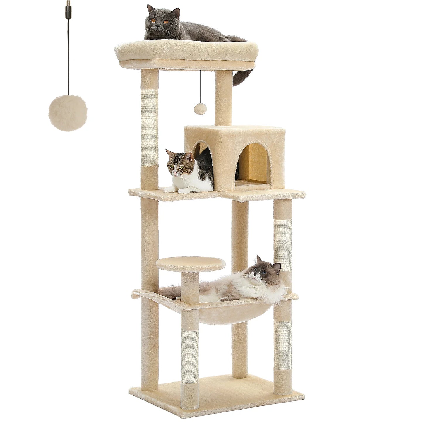 PawZ Road 5 Level Cat Tree Tower Hammock Sisal Posts