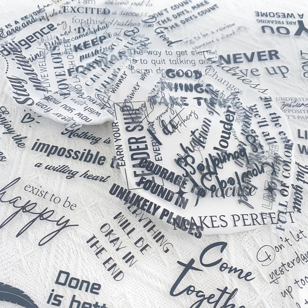PET Inspirational Quote Stickers Waterproof DIY Decals Set