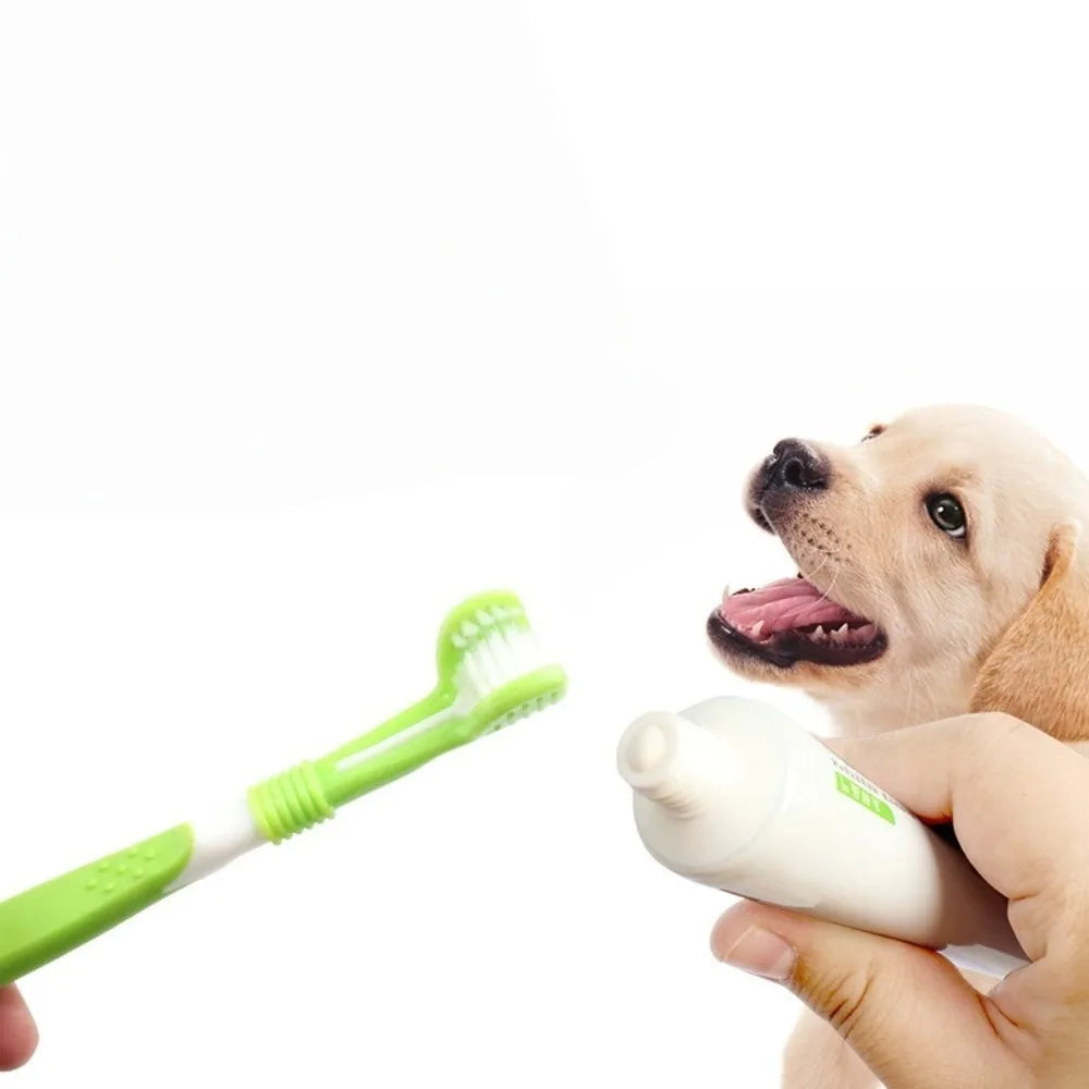 Three Sided Pet Toothbrush Removes Tartar And Freshens Breath