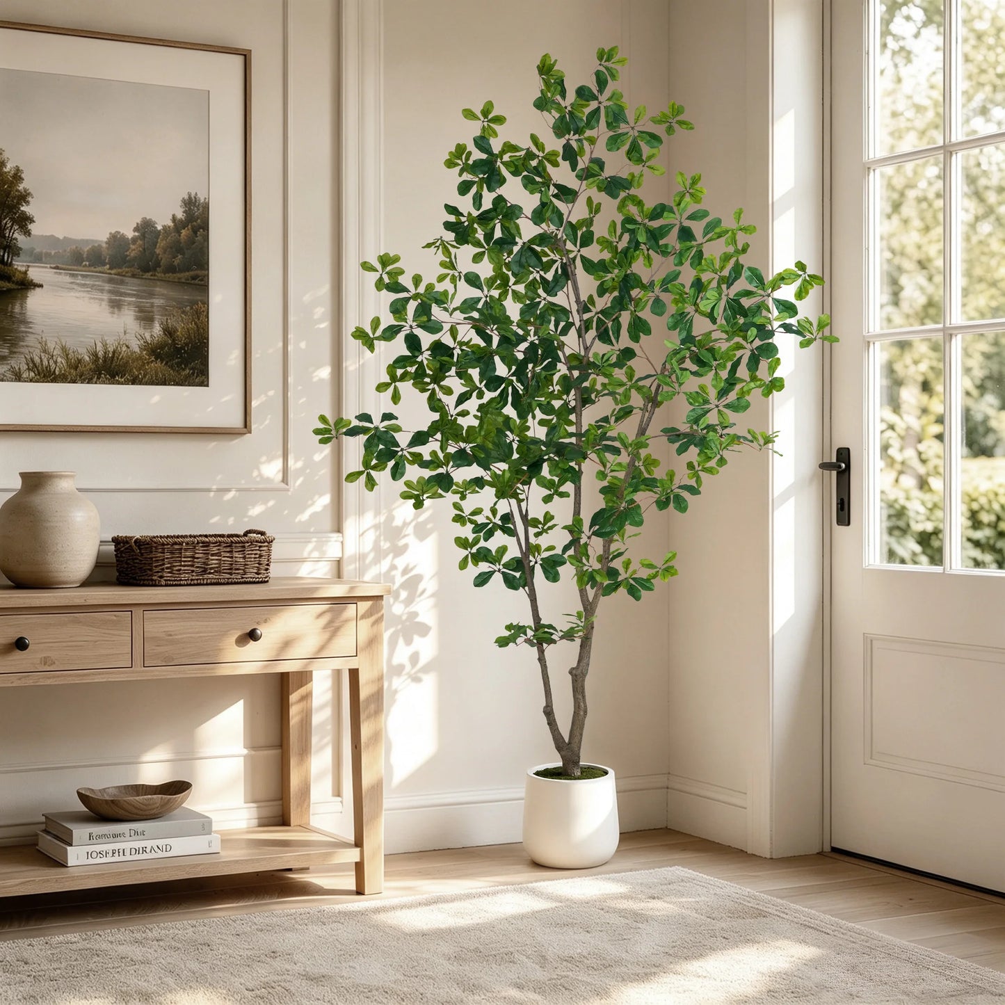 Olitree Faux Black Olive Tree Indoor Natural Wood Trunk Pot