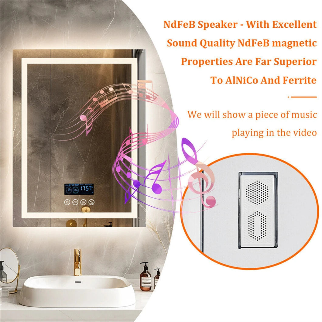 Borwart Smart Led Bathroom Mirror With Bluetooth Speaker And Antifog
