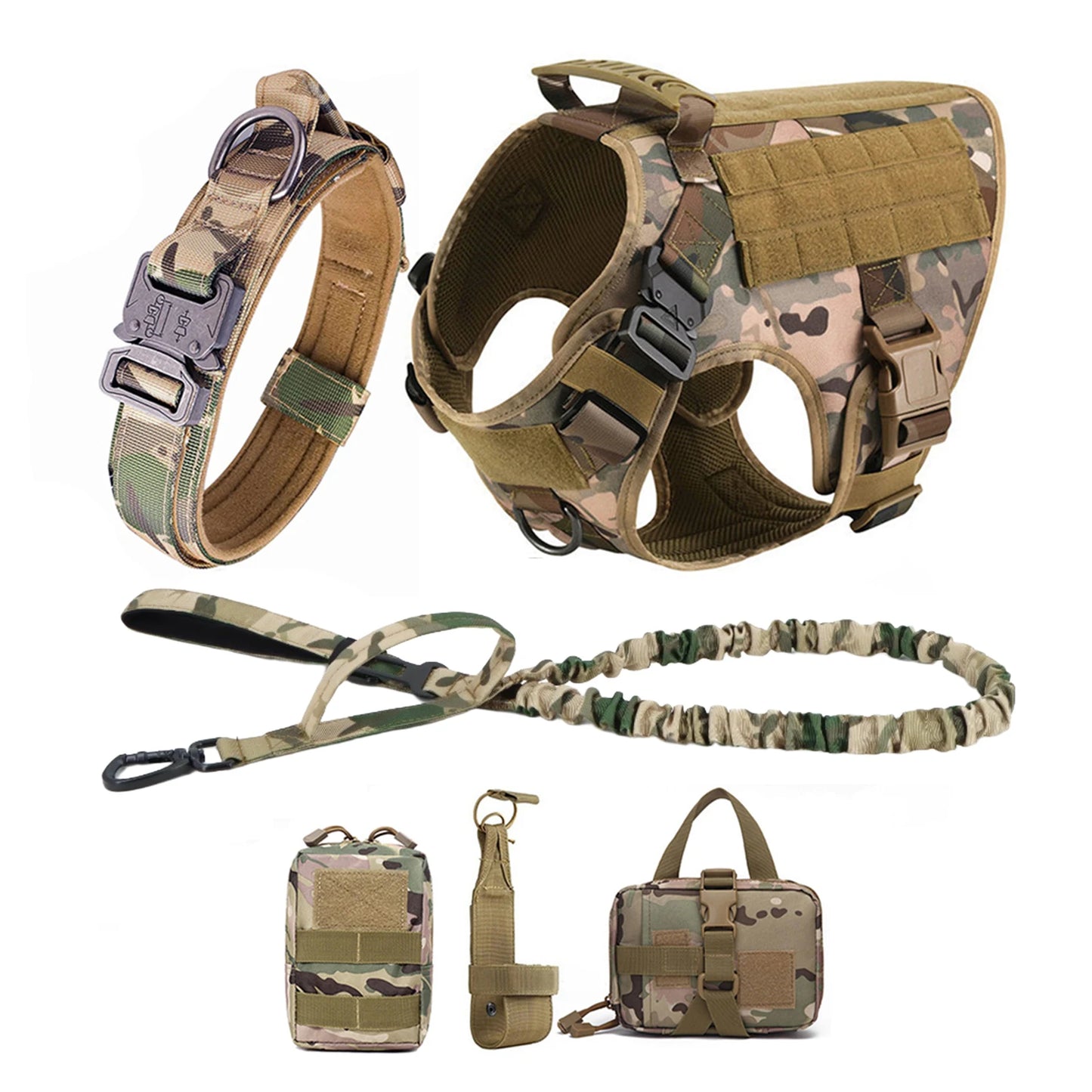 Tactical Padded Nylon Dog Harness Vest With Molle Pouches