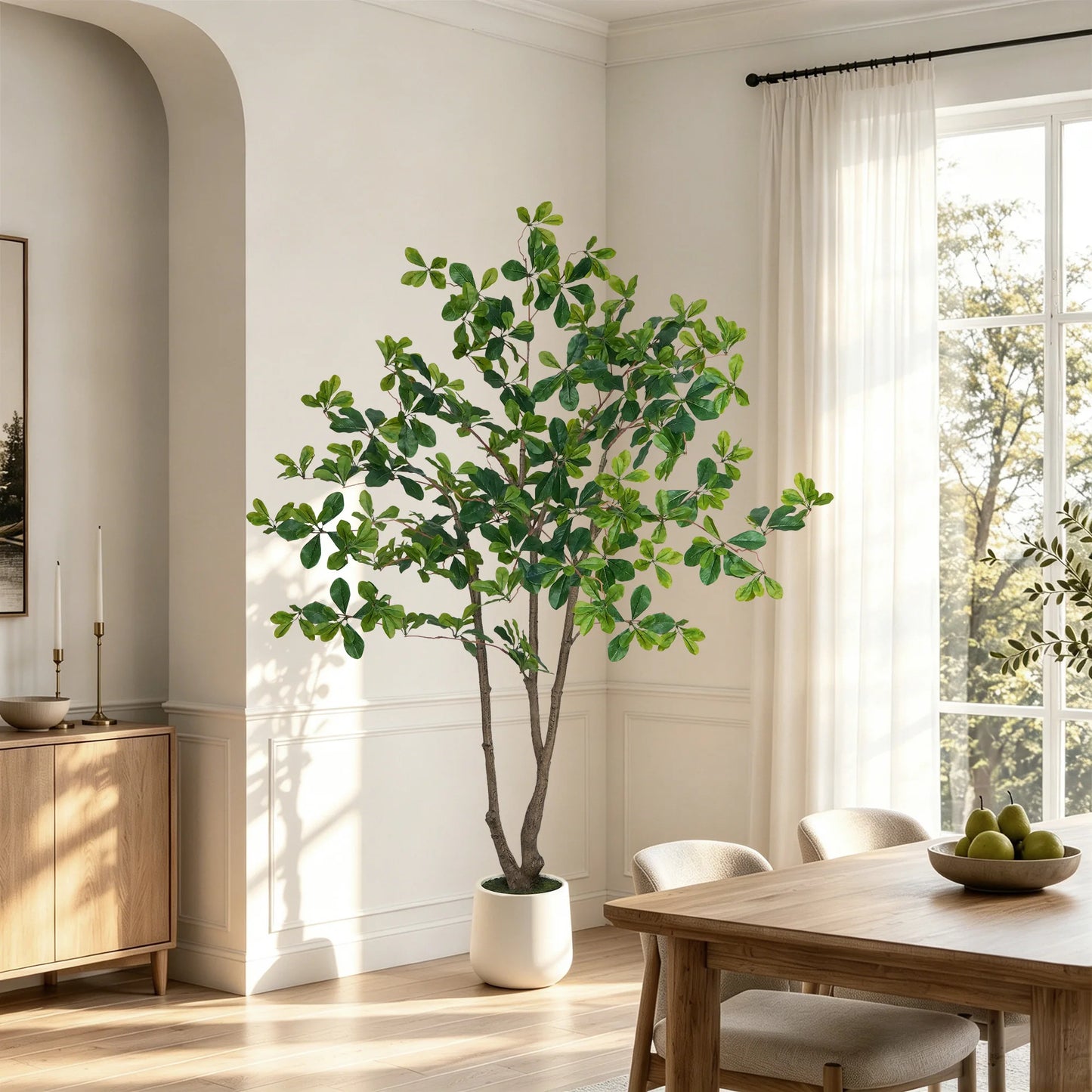 Olitree Faux Black Olive Tree Indoor Natural Wood Trunk Pot