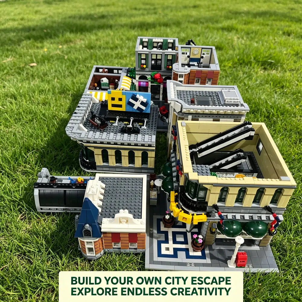 Grand Emporium City House Street View Building Blocks Set With Police Station And Town Hall Models For Display