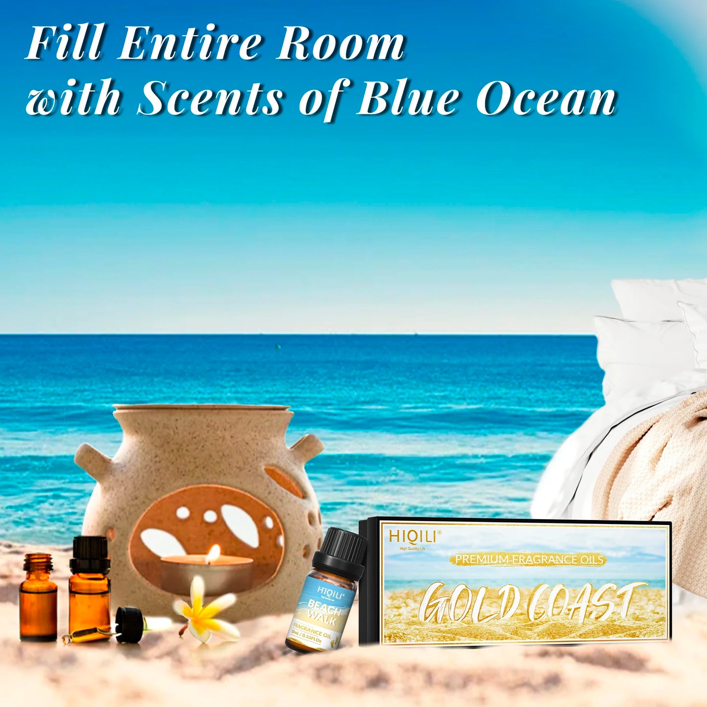 Hiqili Gold Coast Fragrance Oil Gift Set For Aromatherapy