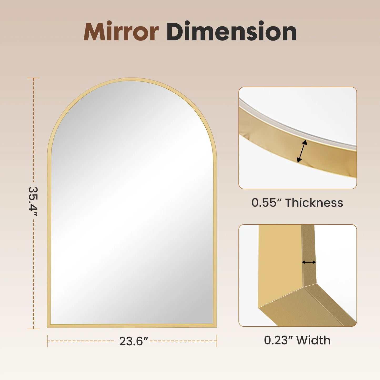 JHK Modern Arched Metal Framed Wall Mirror For Home Decor