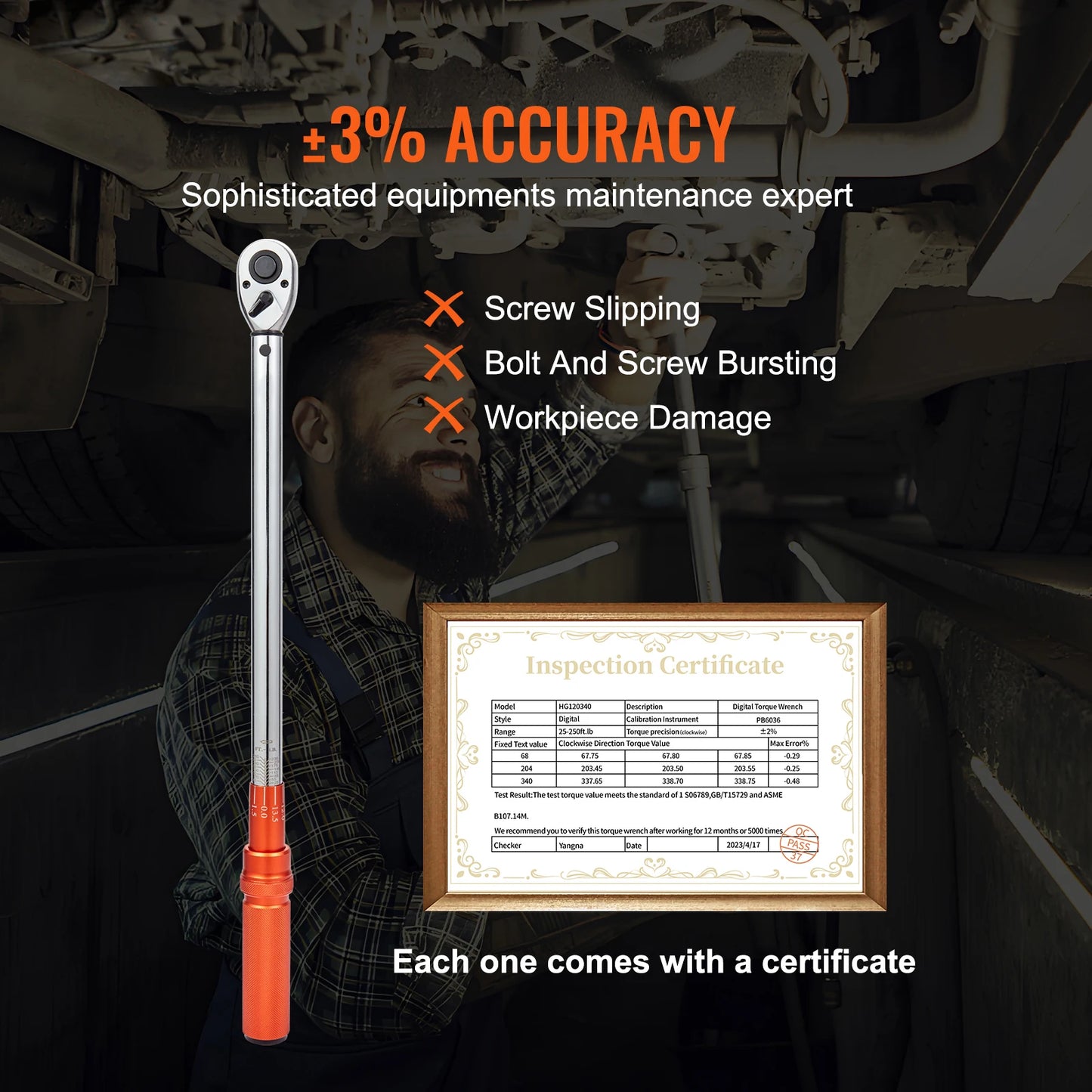SucceBuy Precision Mechanical Torque Wrench With Pointer For Car Repair