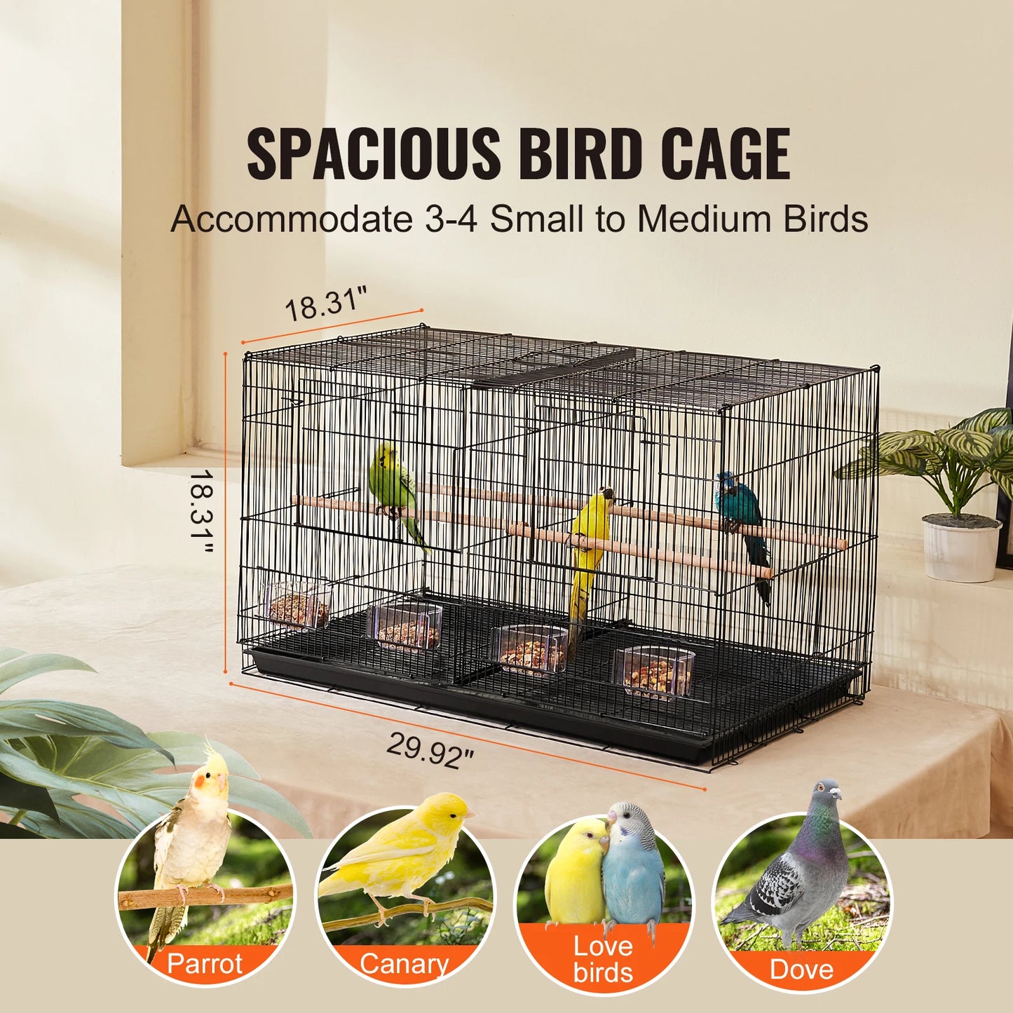 SucceBuy Stackable Divided Bird Cage With Sturdy Travel Handle