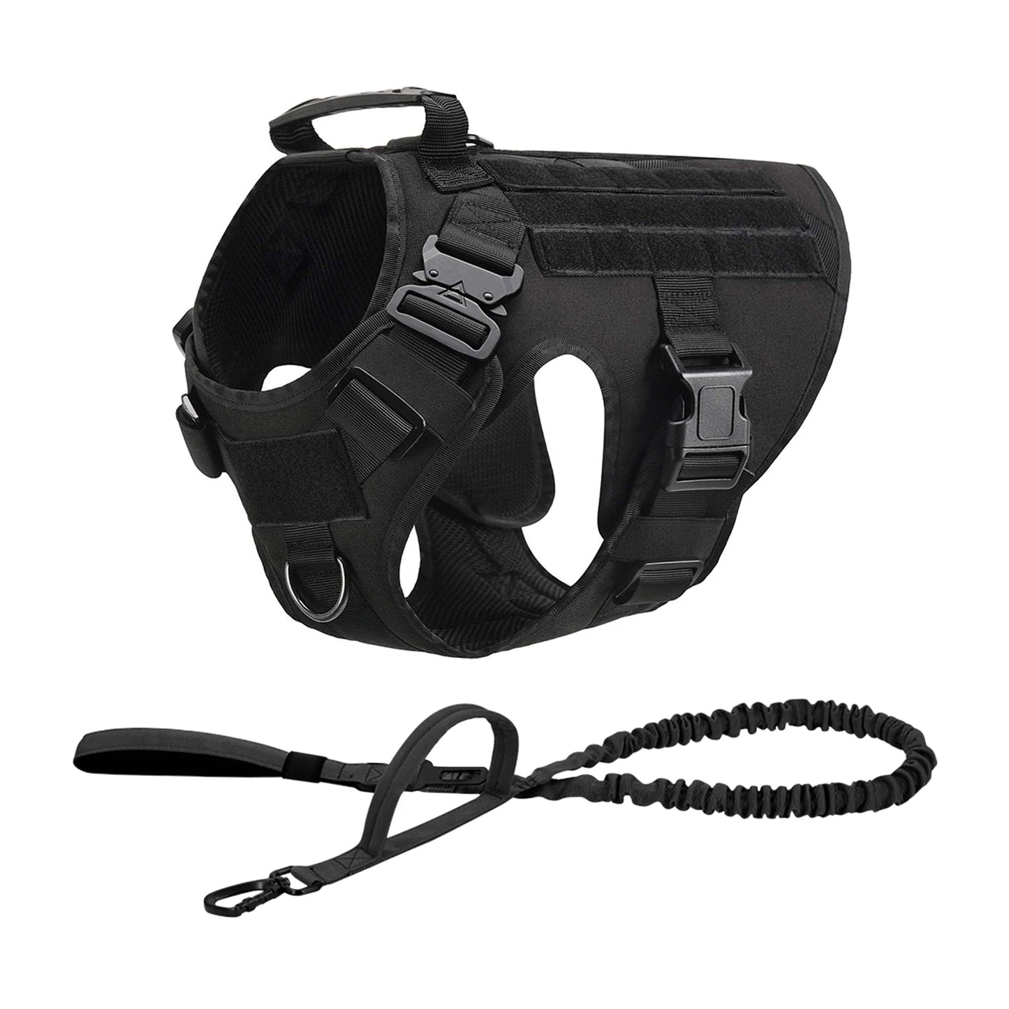 Tactical Padded Nylon Dog Harness Vest With Molle Pouches