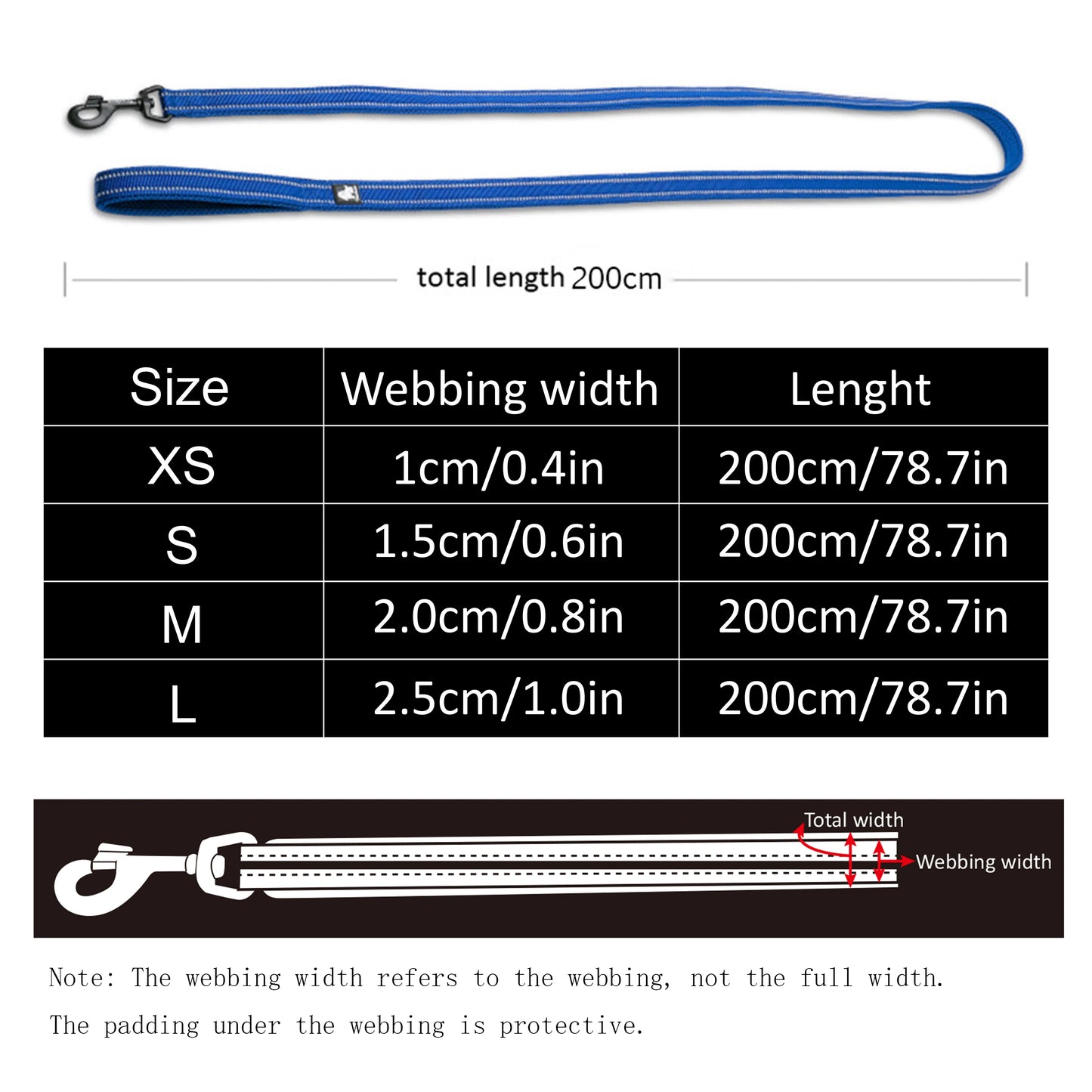 Truelove Padded Reflective Nylon Pet Leash For Dogs And Cats