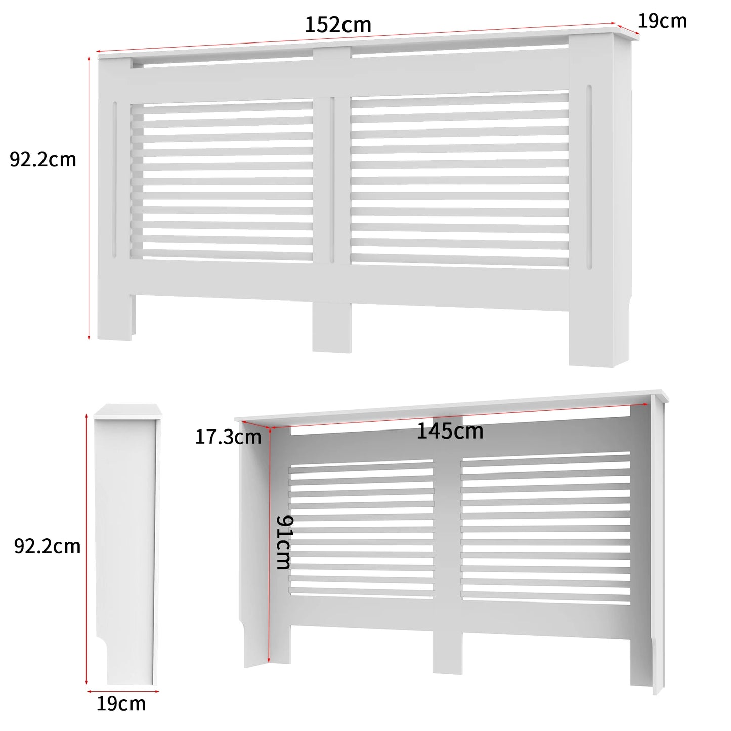 Modern Wood Radiator Cover With Decorative Grill And Storage Shelf