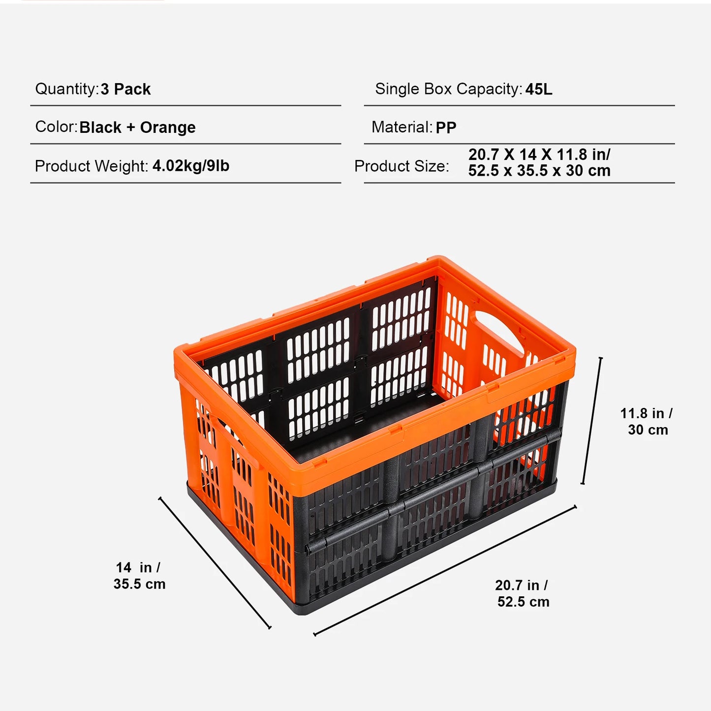 SucceBuy Plastic Collapsible Storage Baskets With Handles For Home Organization