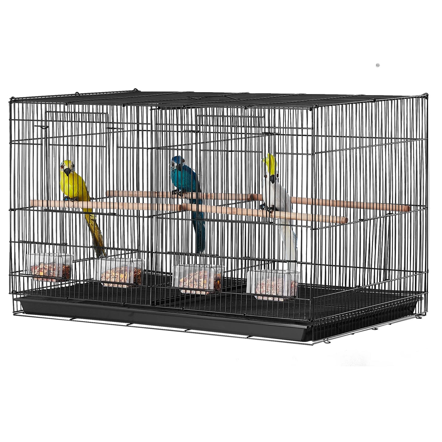 SucceBuy Stackable Divided Bird Cage With Sturdy Travel Handle