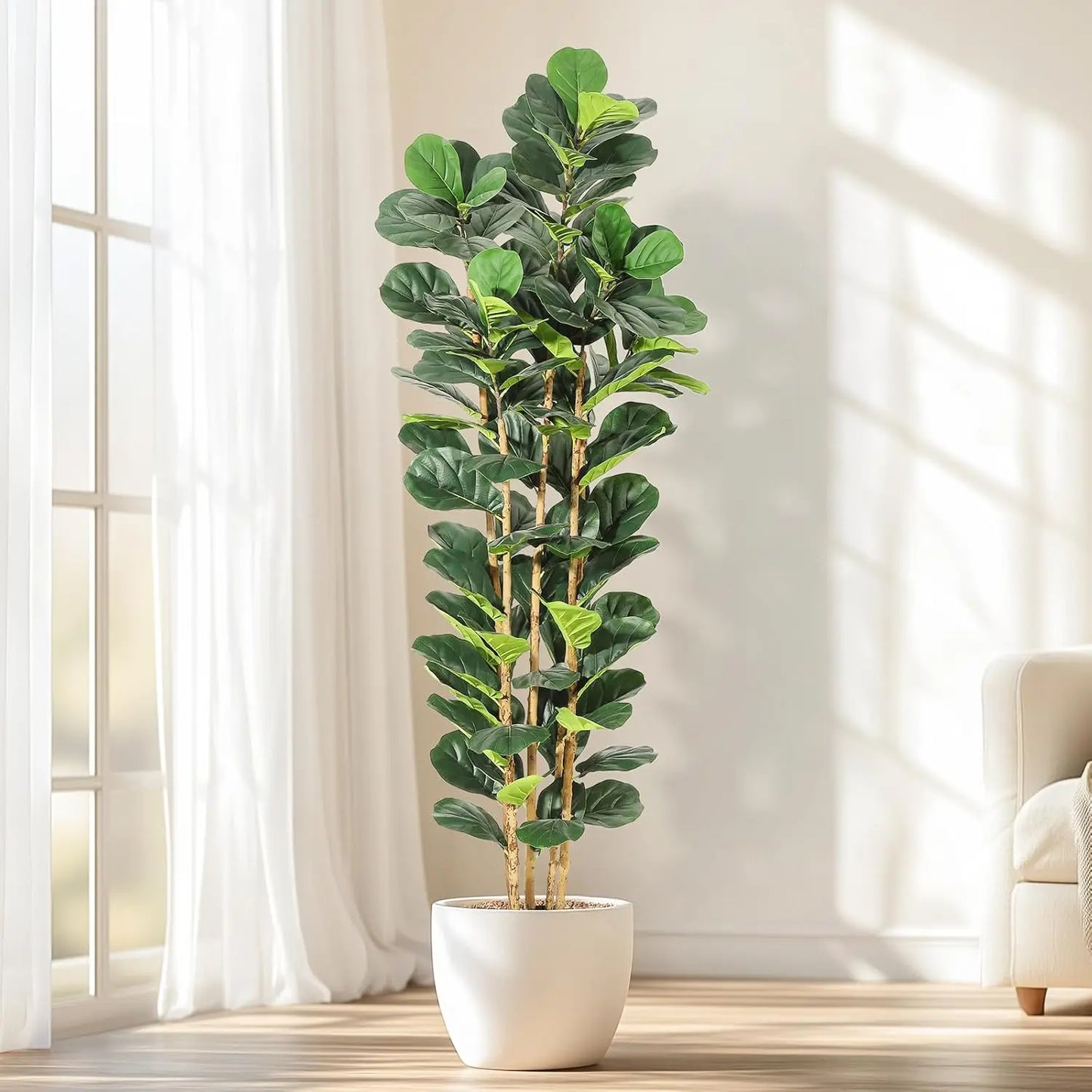 HiMiss Artificial Fiddle Leaf Fig Tree With Decorative Pot