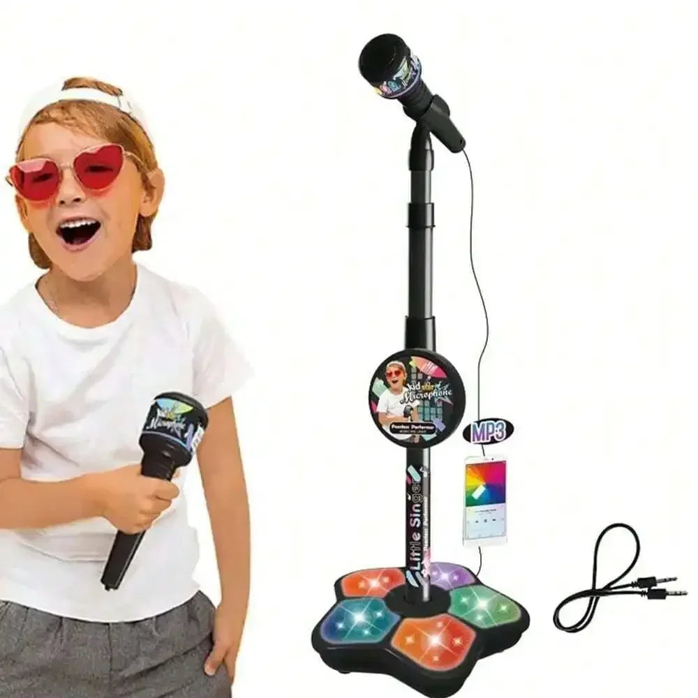 Karaoke Toy Microphone With Stand MP3 MP4 Compatible Adapter