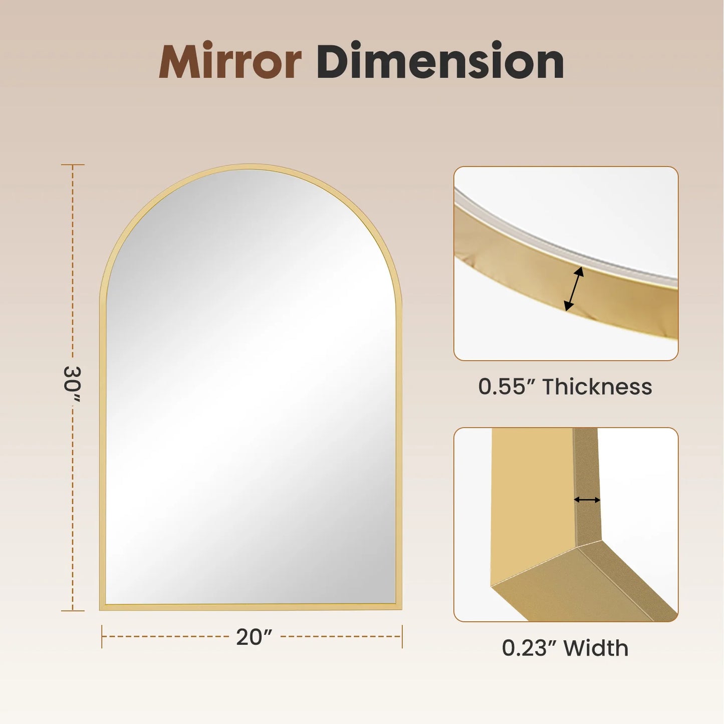 JHK Modern Arched Metal Framed Wall Mirror For Home Decor