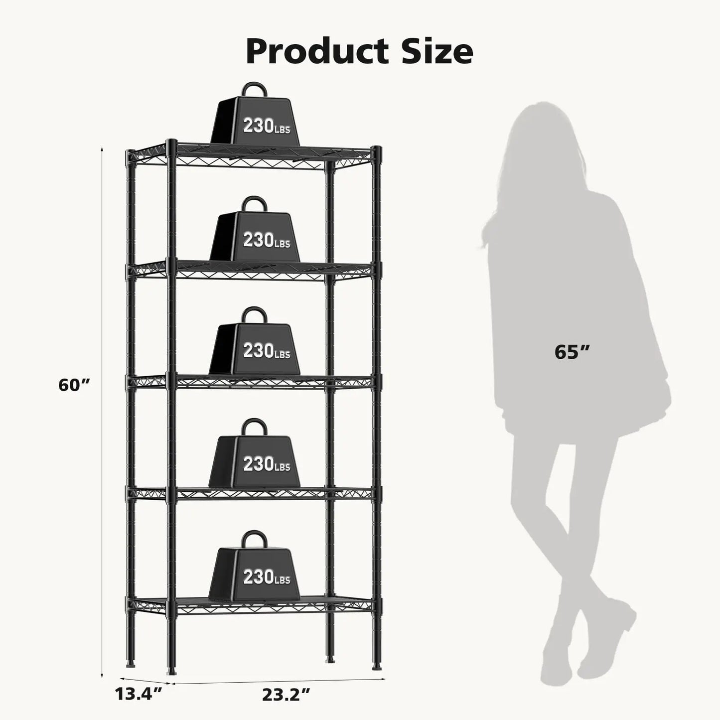 JHK Adjustable Metal Wire Storage Shelves For Home Organization