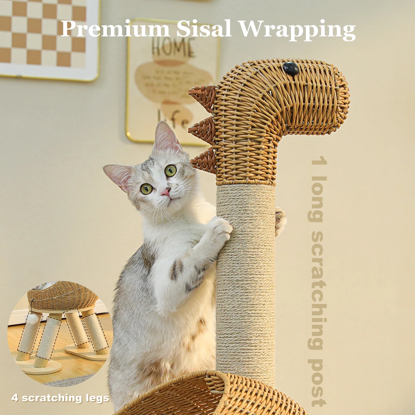 PAWZ Road Dinosaur Cat Tree Tower With Sisal Scratching Posts