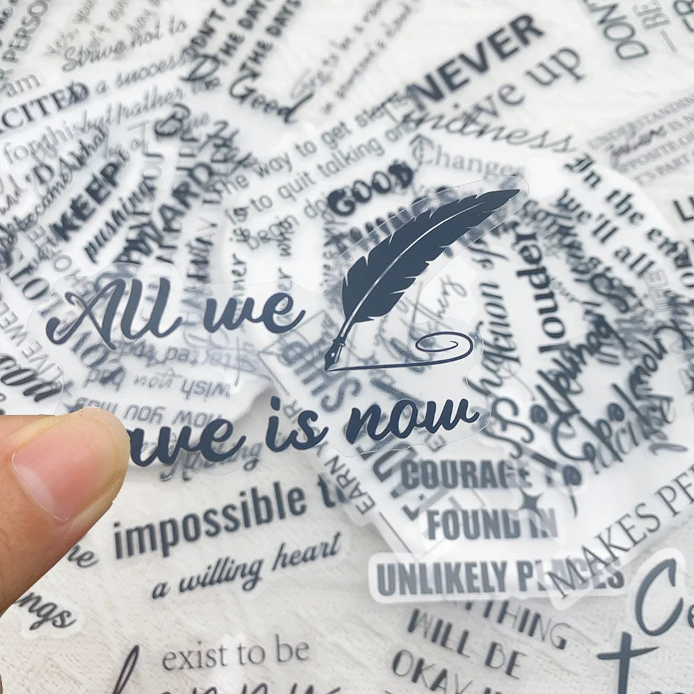 PET Inspirational Quote Stickers Waterproof DIY Decals Set
