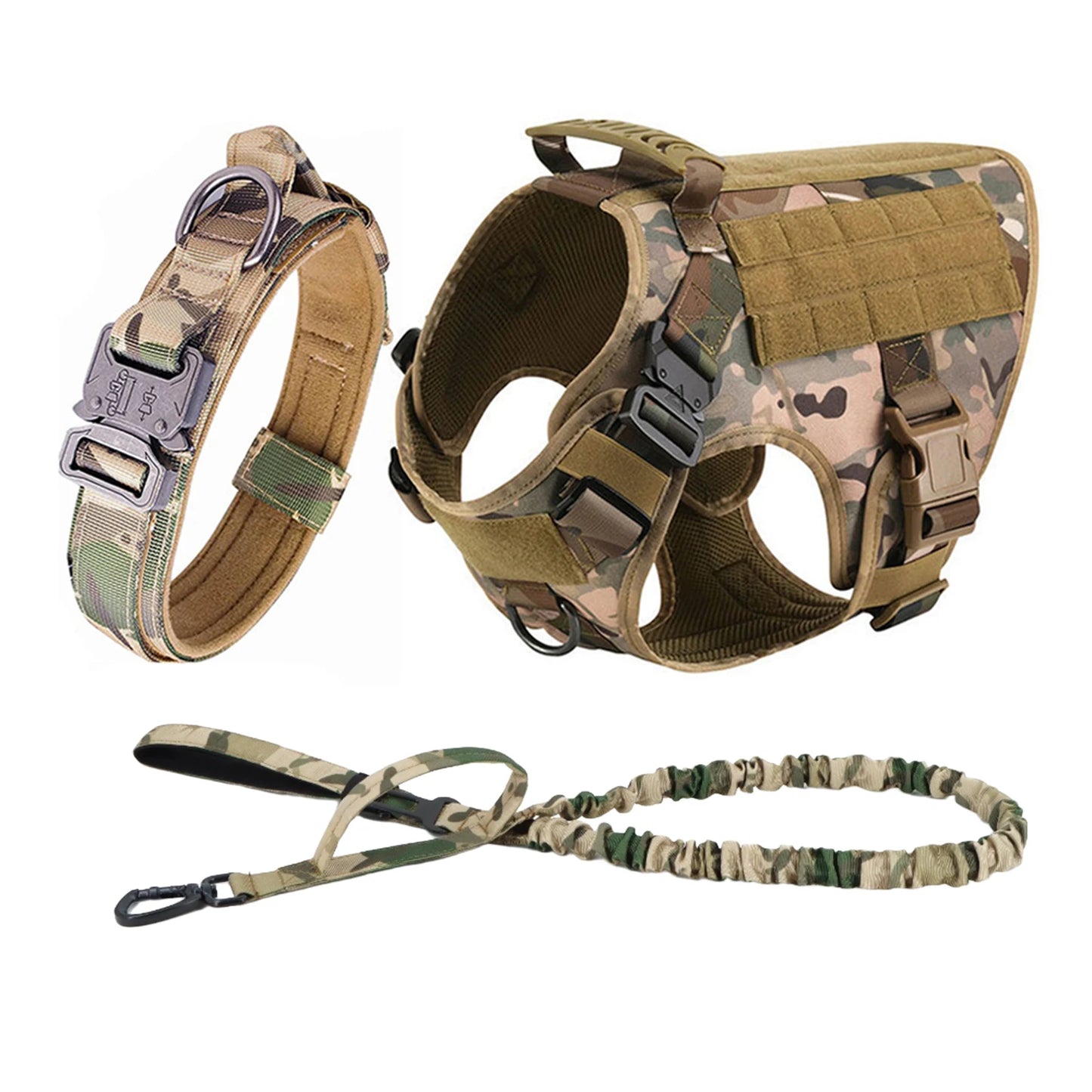 Tactical Padded Nylon Dog Harness Vest With Molle Pouches