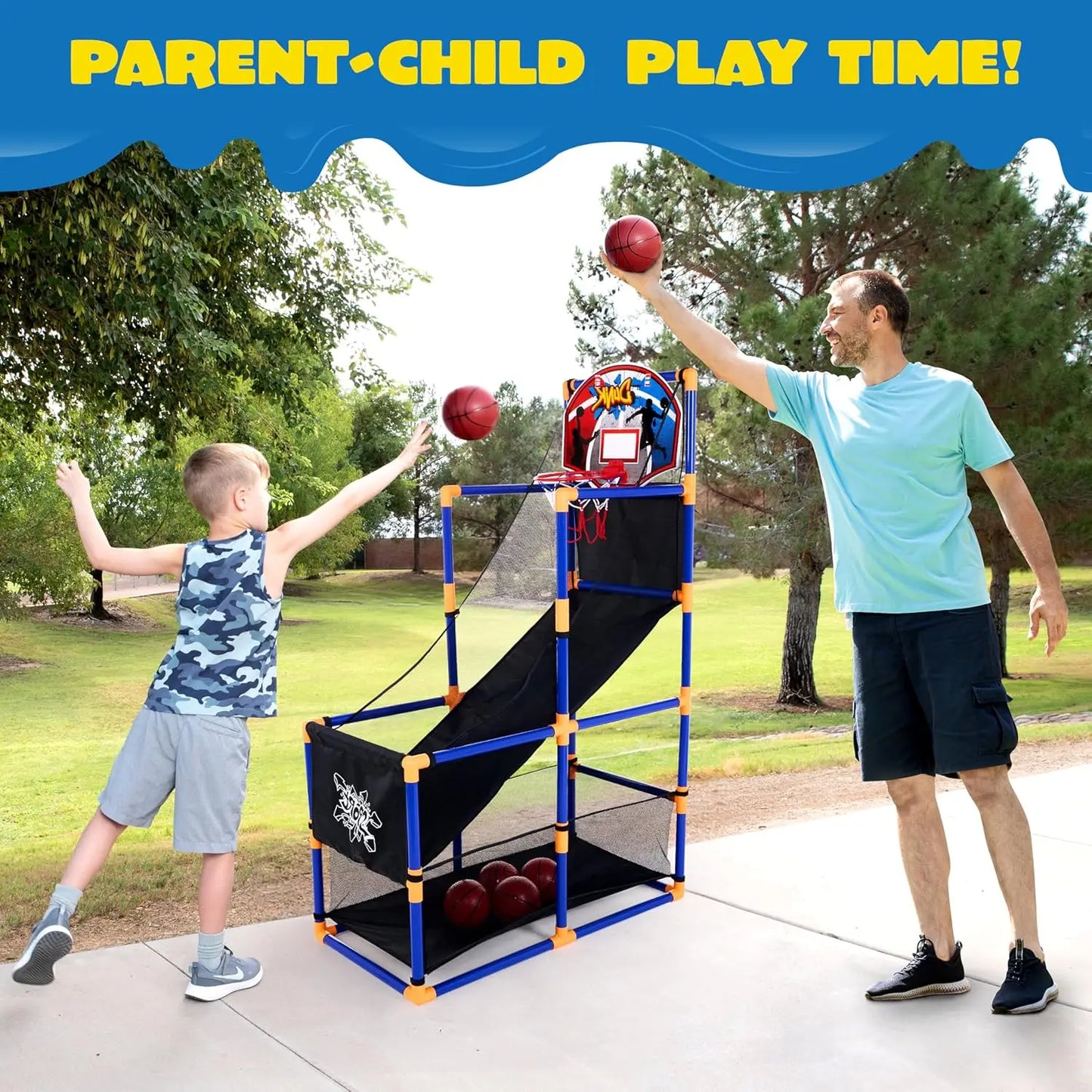 Joyfy Kids Arcade Basketball Set With Four Inflatable Play Balls