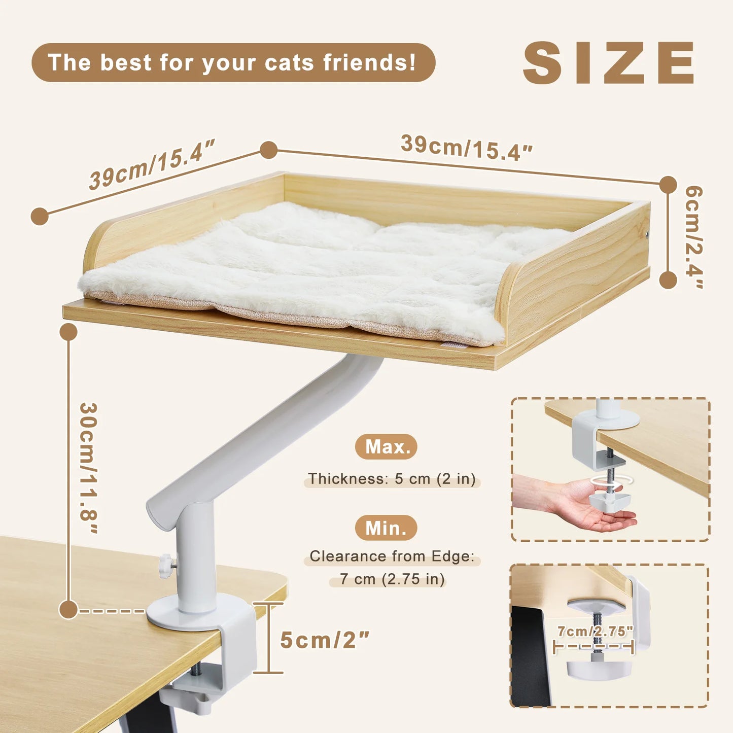 PAWZ Road Rotatable Cat Desk Bed Adjustable Plush Hammock