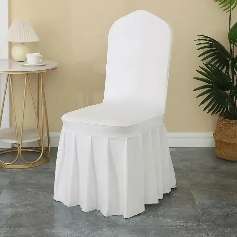 Elastic Pleated Spandex Chair Covers For Hotel Banquet Weddings