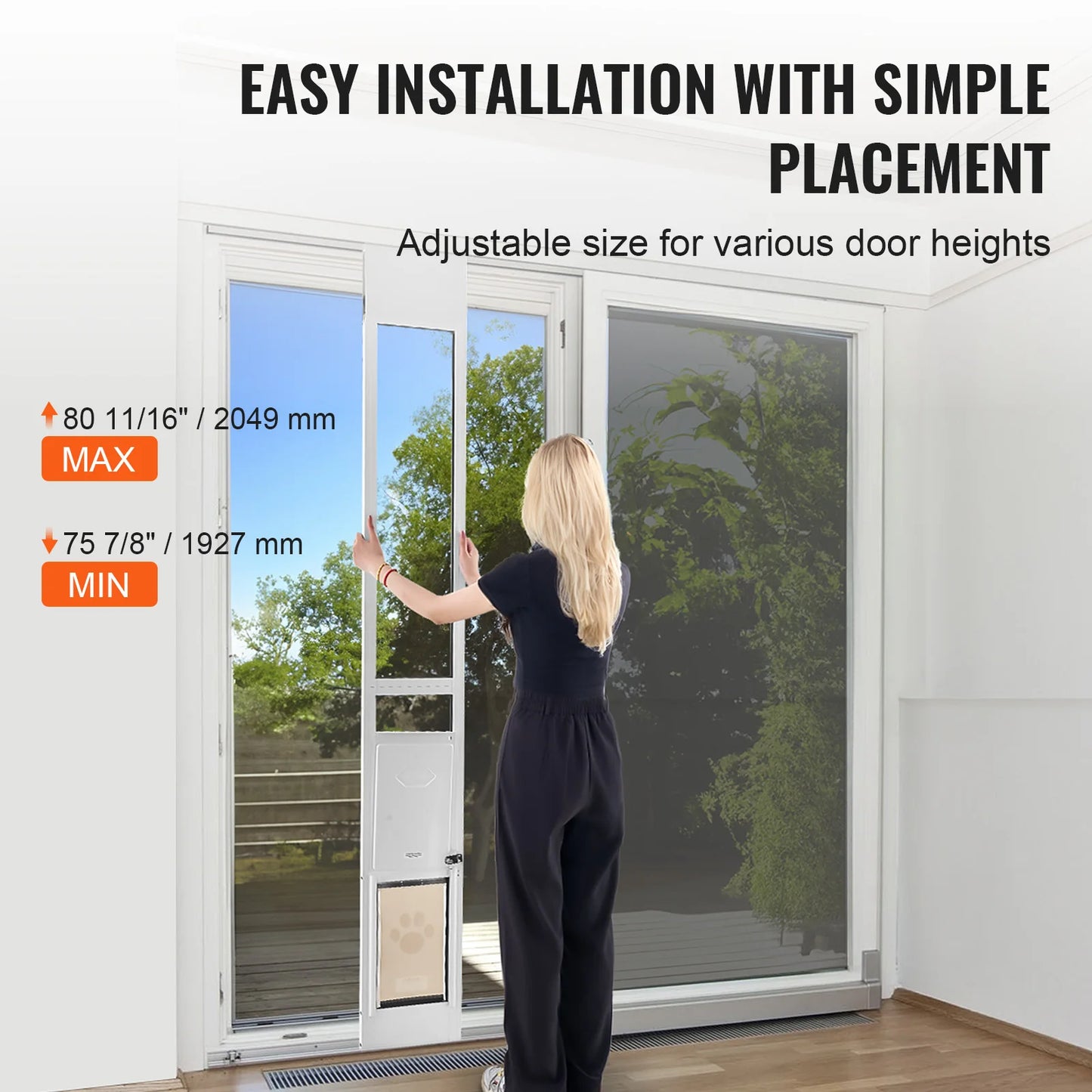 Adjustable Aluminum Sliding Dog Door With Tempered Glass Frame
