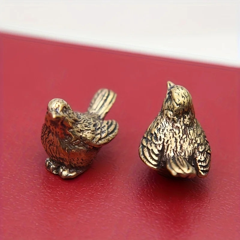 Brass Sparrow Desktop Figurine For Tea Pet Home Decoration Gift