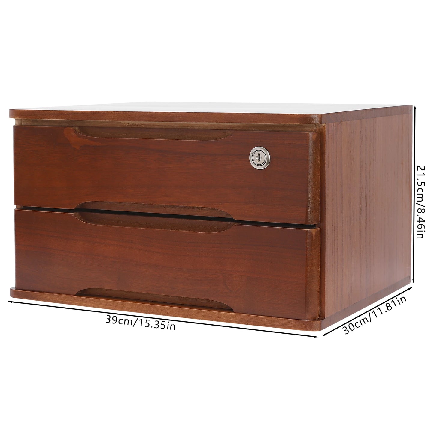 Eco Friendly Wooden Desktop Storage Box With Lockable Drawers