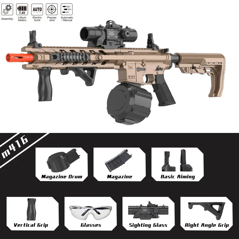 M4 Electric Gel Ball Toy Rifle Featuring Dual Operation Modes