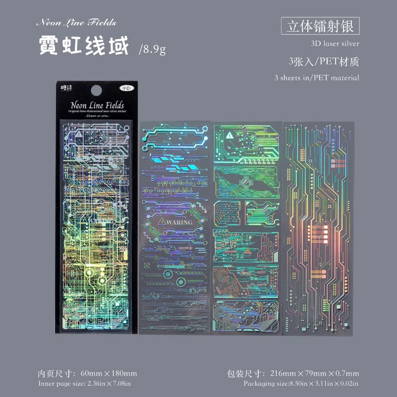 Kawaii PET Laser Silver Decorative Sticker Set For Diaries Scrapbooks