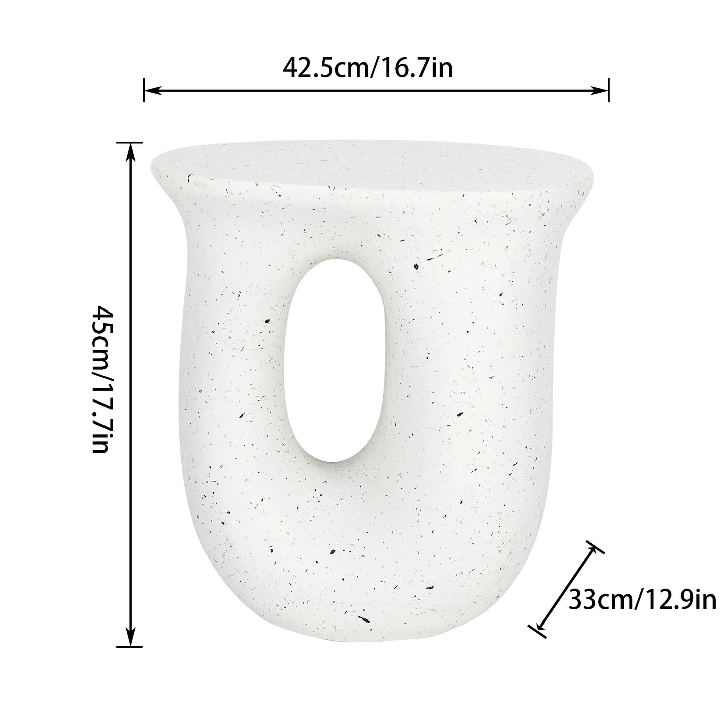 Contemporary Stone Geometric U Shaped Side End Accent Table