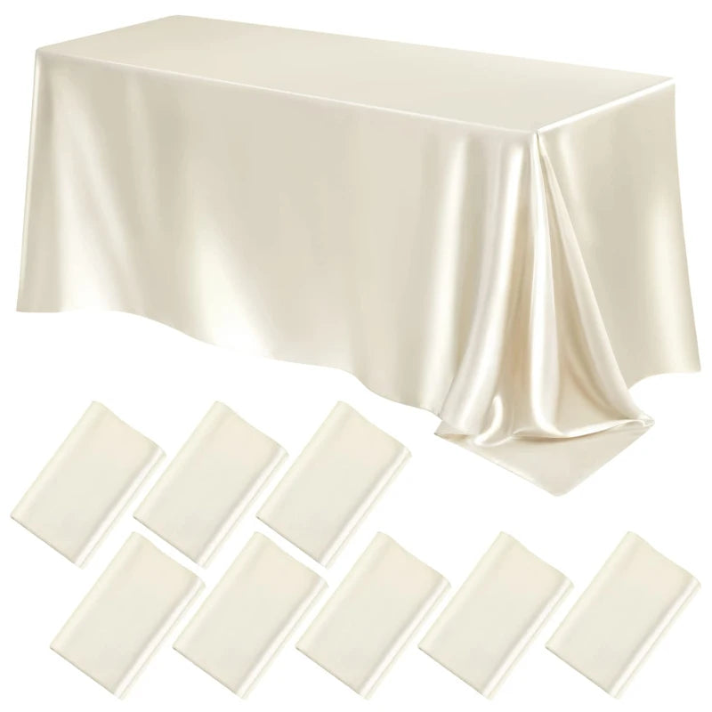 Large Rectangle Satin Tablecloth Waterproof Polyester Dining Cover