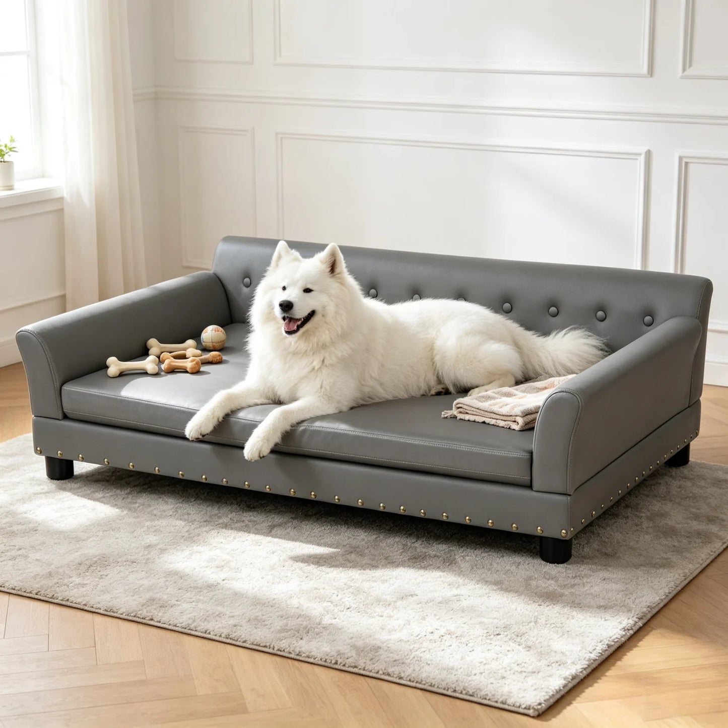 Bingopaw Elevated Dog Sofa With Removable Microfiber Cushion