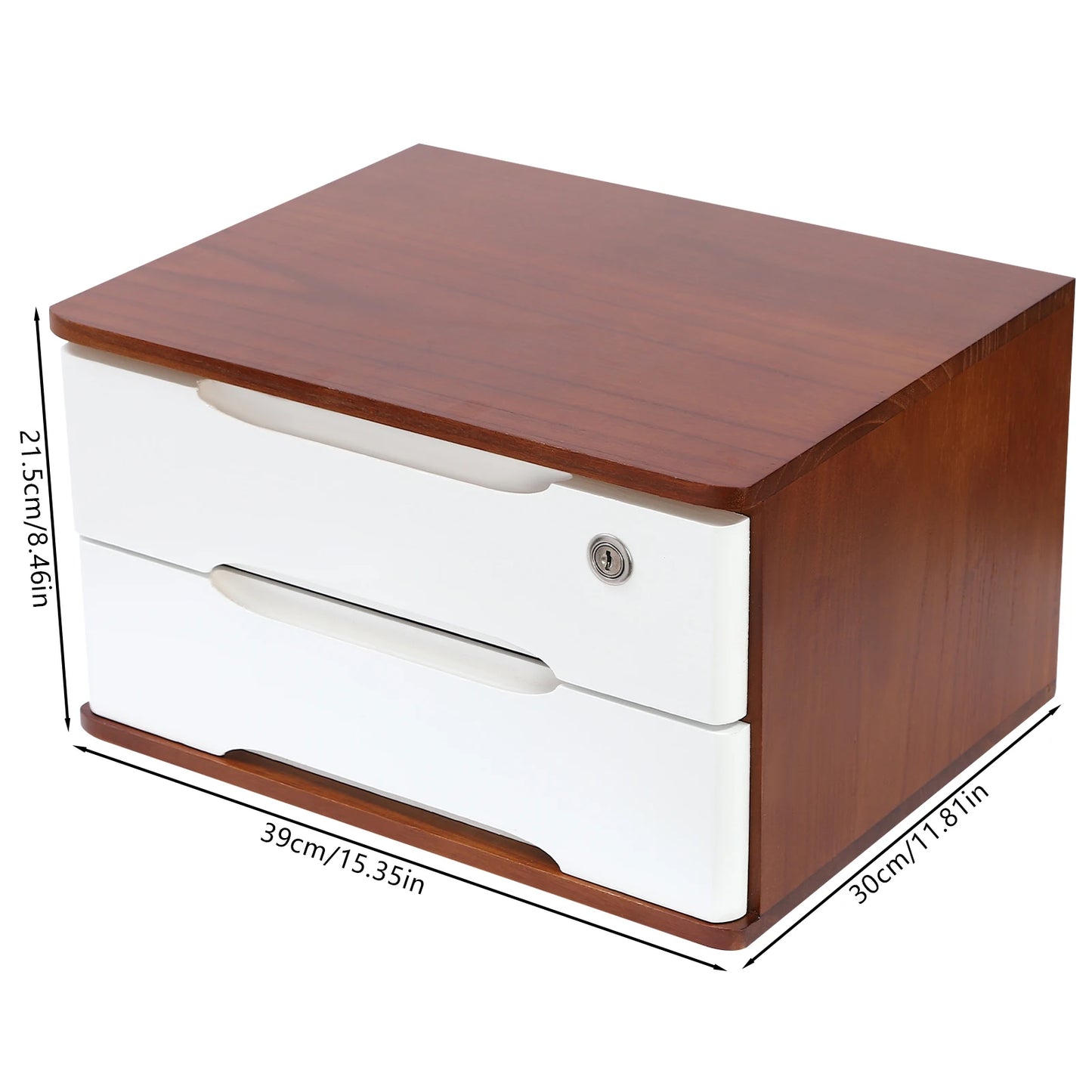 Wooden Desktop Storage Drawer Organizer With Lockable Drawers