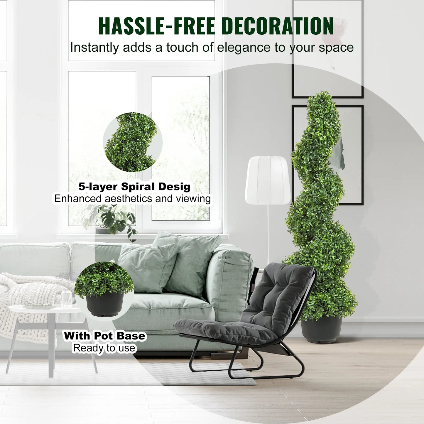 Artificial Boxwood Spiral Topiary Plant For Outdoor Garden Decoration
