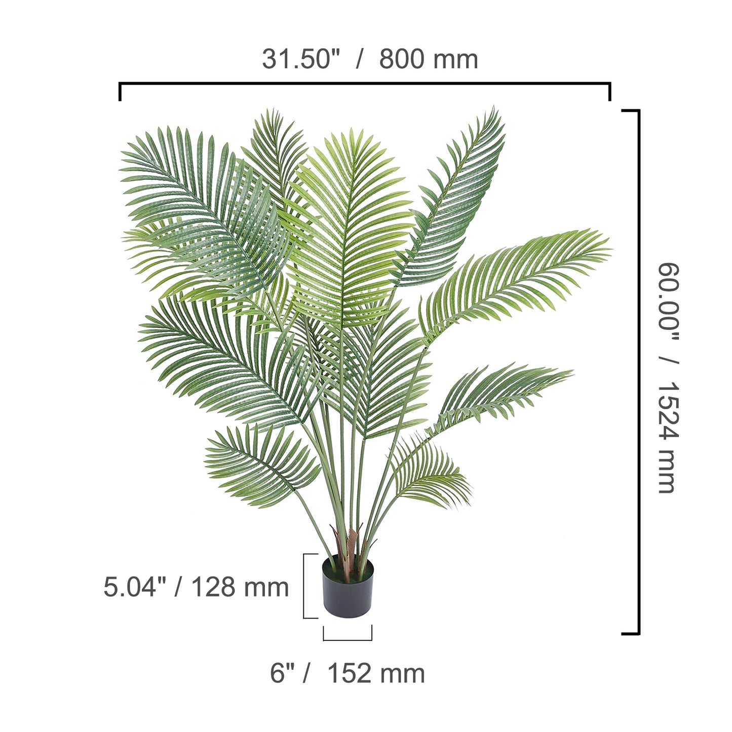 Artificial Palm Tree With Sturdy Base For Home Garden Decor